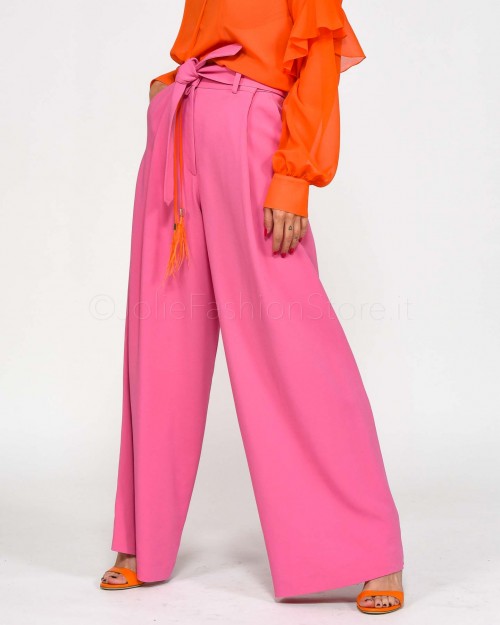 The Glunger Pink Palazzo Trousers with Belt