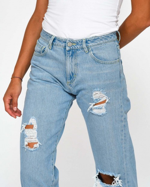Icon Denim Jeans Dritto con Strappi  MILEY ID314