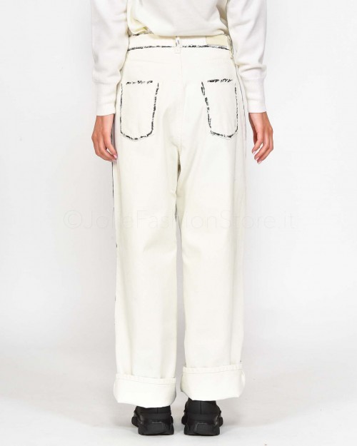 Icon Denim Jeans Largo Bianco con Sfumature Nere  UMA