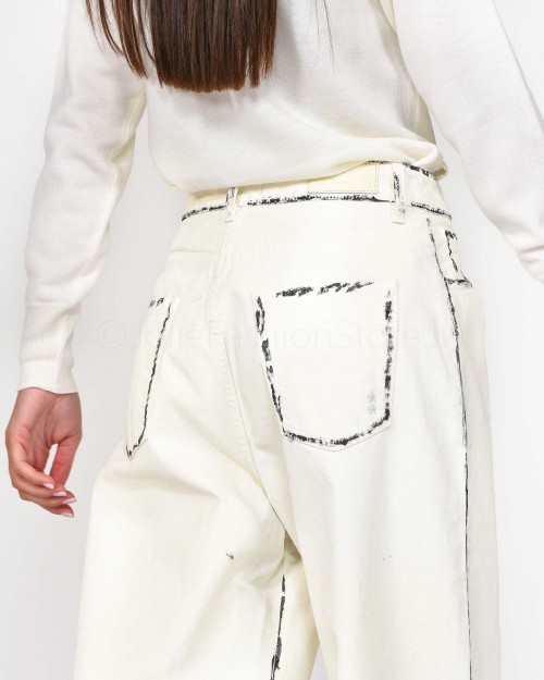 Icon Denim Jeans Largo Bianco con Sfumature Nere  UMA