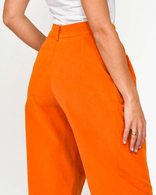 Haveone Pantalone in Velluto Liscio Arancione  PLA-F138 008