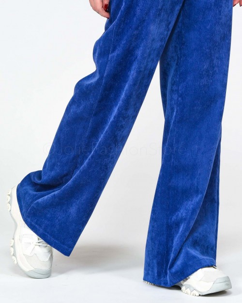 Haveone Pantalone Blu a Palazzo in Velluto  PMA-F151 103