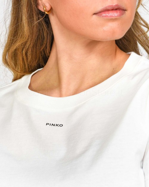Pinko T-shirt Basic con Logo Bianca  1G173G Y7XK Z14