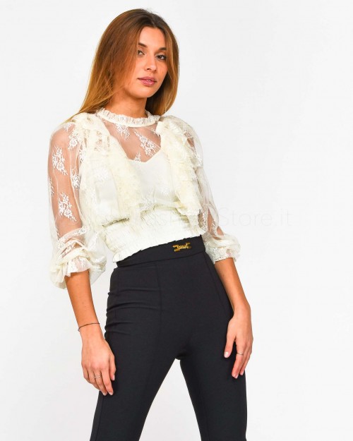 Pinko Top in Pizzo Bianco Manica Lunga  1G17BV Y7T5 Z15