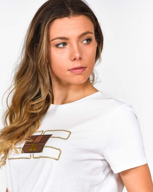 Elisabetta Franchi T-shirt con Stampa Bianca  MA01221E2 270