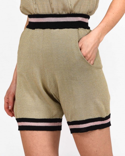 Le Voliere Gold Knitwear Shorts  WS22P180GK