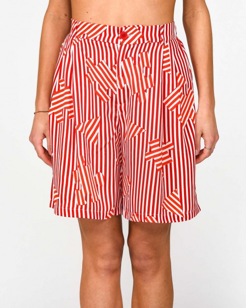 Anonyme Bermuda in Striped and Puzzle Pattern  A132SP021