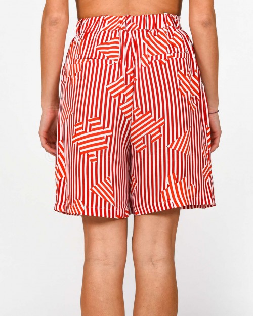 Anonyme Bermuda in Striped and Puzzle Pattern  A132SP021