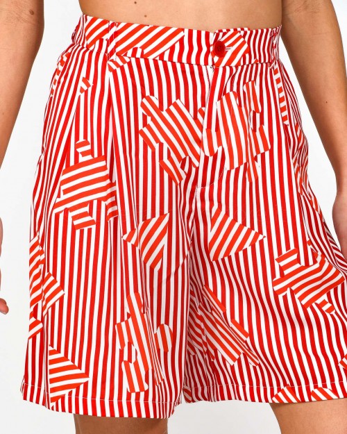 Anonyme Bermuda in Striped and Puzzle Pattern  A132SP021