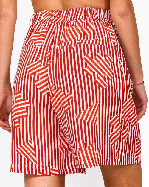 Anonyme Bermuda in Striped and Puzzle Pattern  A132SP021