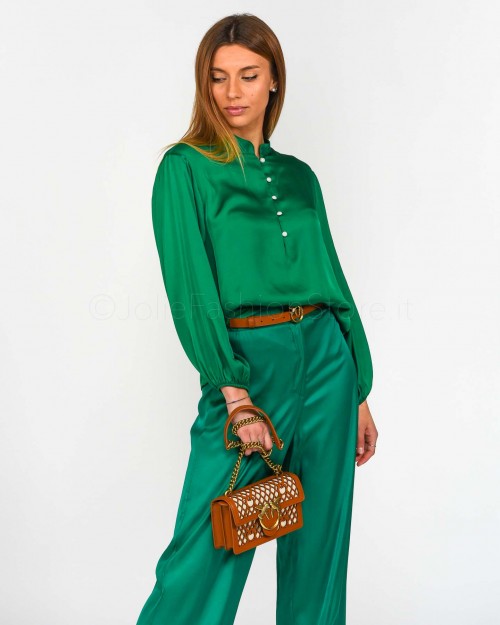 Dixie Camicia con Perline Verde Smeraldo