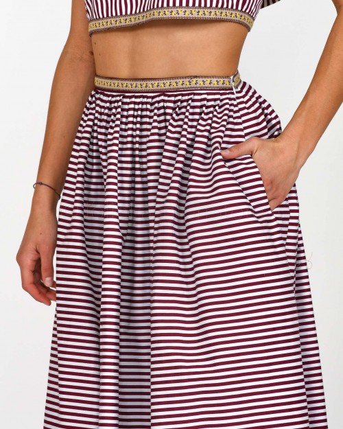 Madame Shoushou Bordeaux Striped Skirt  ARICIE