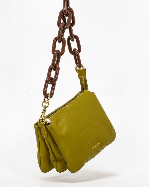 My Best Bags Borsa Pochette Mini in Pelle Stampa Cocco Verde con Catena  MYB 9015 IRIDE