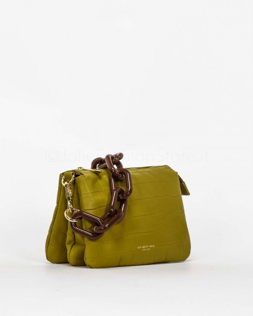 My Best Bags Borsa Pochette Mini in Pelle Stampa Cocco Verde con Catena  MYB 9015 IRIDE