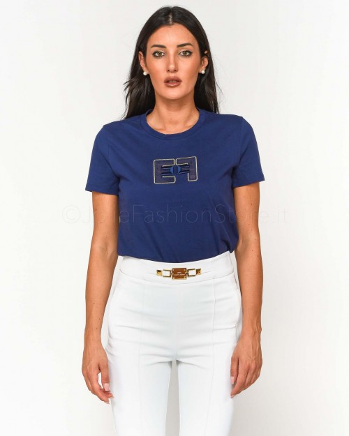 Elisabetta Franchi T-Shirt Logo Inchiostro  MA01026E2 590