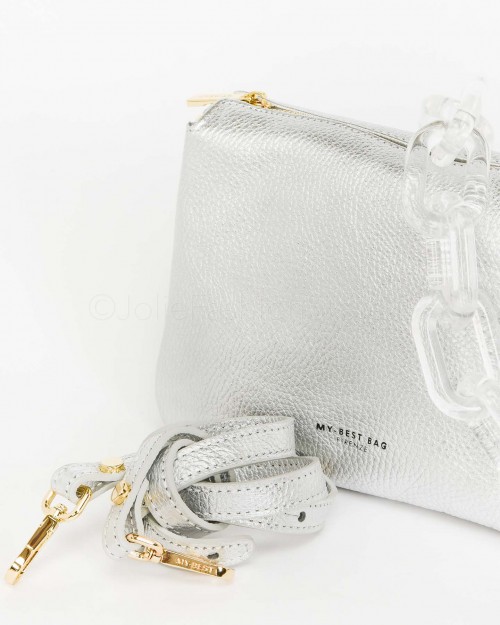 My Best Bags Borsa Pochette Mini Silver con Catena  MYB 9016 SILVER