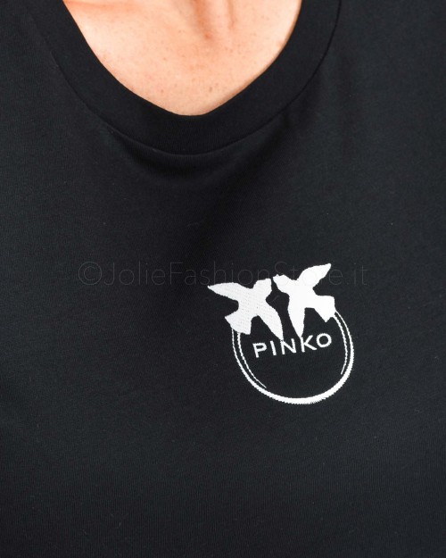★Pinko T-Shirt Nera con Logo  1G18KZ Y651 Z99