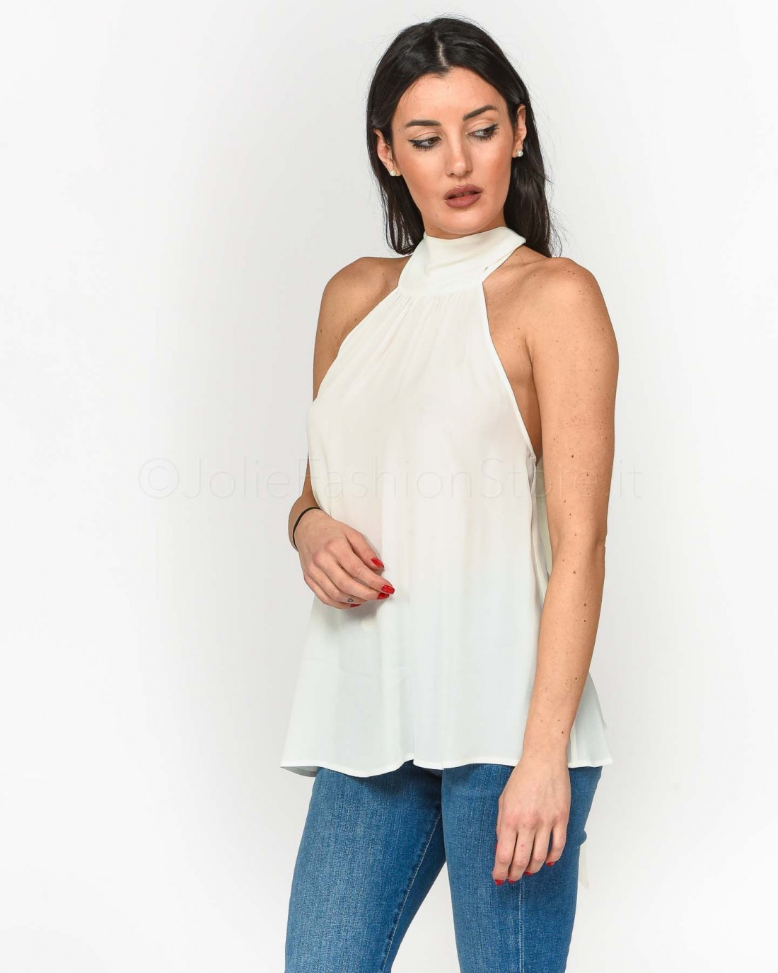 Pinko TORCELLO TOP GEORGETTE BIANCO OFF-WHITE  100135 Y5NB Z09