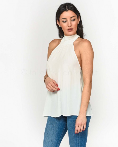 Pinko Top all'Americana in Georgette Bianco