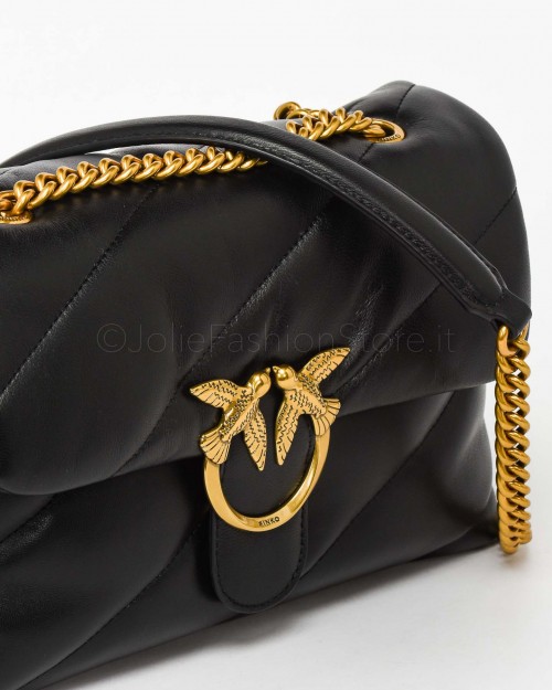 Pinko LOVE CLASSIC PUFF CL SHEEP NAP NERO-ANTIQUE GOLD  100038 A0F2 Z99Q