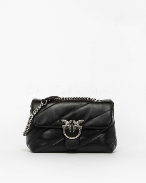 Pinko LOVE CLASSIC PUFF CL SHEEP NAP NERO-OLD SILVER