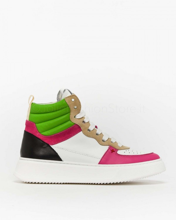 Gio + Sneakers Alta Bianca e Multicolore  ADA 34