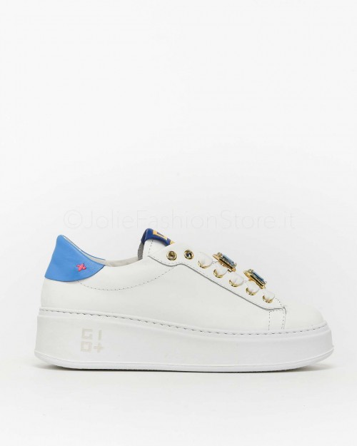 Gio + Sneakers Bianca Applicazioni Azzurre  PIA 38