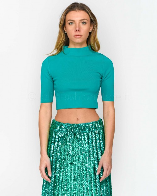 Patrizia Pepe Maglia Cropped Illusion Green  8K0091 K080 G546