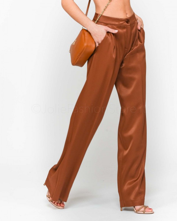 Patrizia Pepe Pantaloni Satin Dark Chocolate  8P0376 A2HU B754