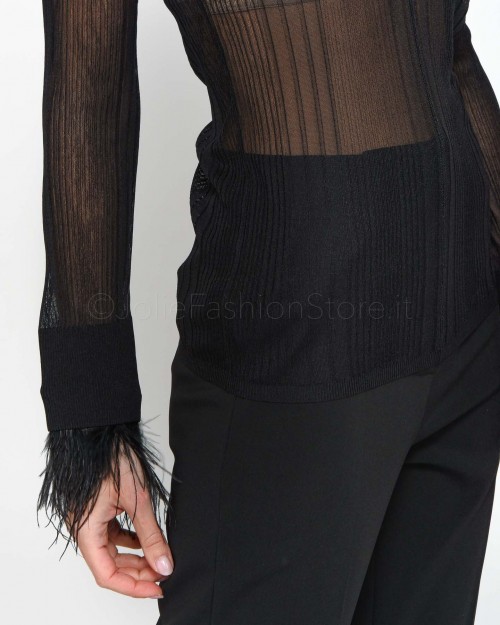 Patrizia Pepe Maglia con Piume Nero  8K0089 K078 K103