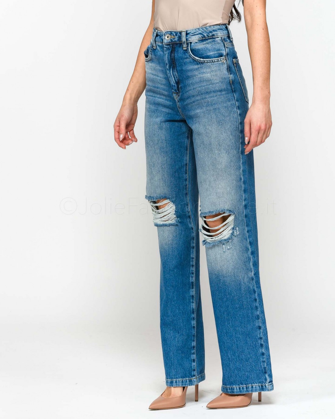 Patrizia Pepe Jeans con Strappi Light Indigo Wash  8P0487 D1WZB C943