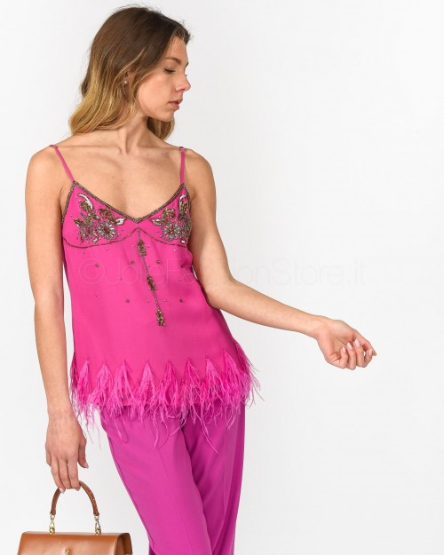 Patrizia Pepe Top con Ricami Light Orchid Purple