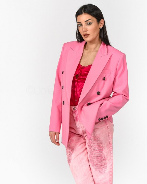 Pinko Giacca in Tela Lana Rosa