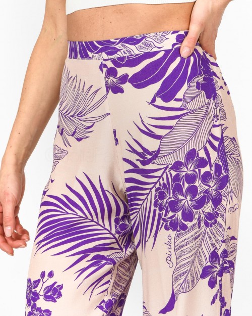 Pinko Pantaloni Stampa Tropicale Nudo Viola  100910 A0RL NY0