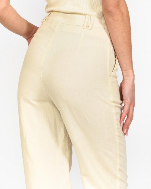 Patrizia Pepe Pantaloni Misto Lino Linen White  2P1491 A052 W347