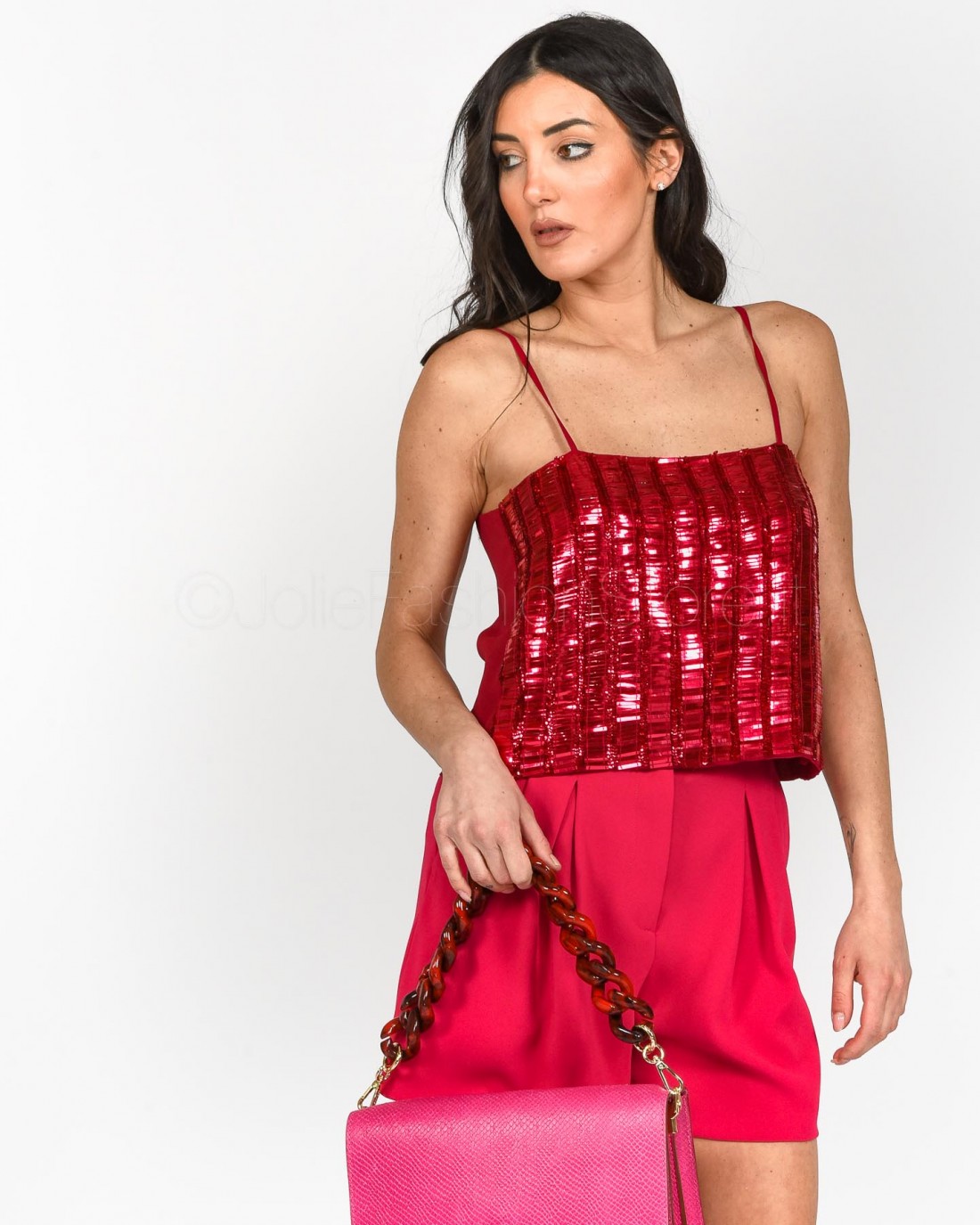 Pinko Top Full Paillettes Fucsia  100435 A0HQ P87