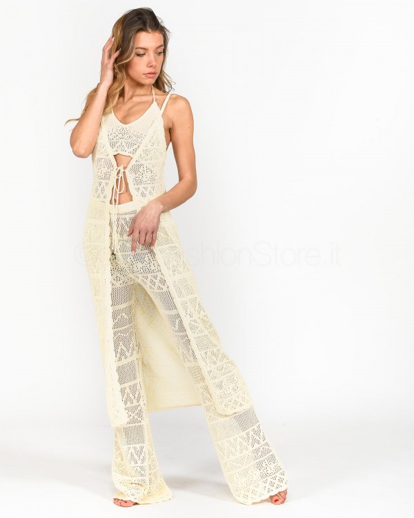 Patrizia Pepe Gilet in Macrame' Linen White  2K0175 K024B W347