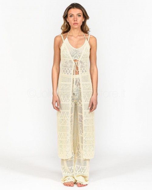 Patrizia Pepe Gilet in Macrame' Linen White  2K0175 K024B W347