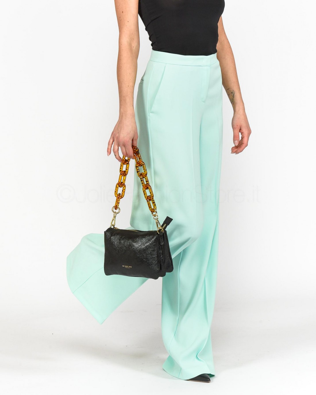 Pinko Pantalone Wide Leg Vetro Azzurro  100331 7624 E18