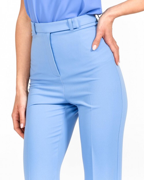 Patrizia Pepe Pantaloni Flare in Crepe Ceramic Blue  2P1486 A049 C949