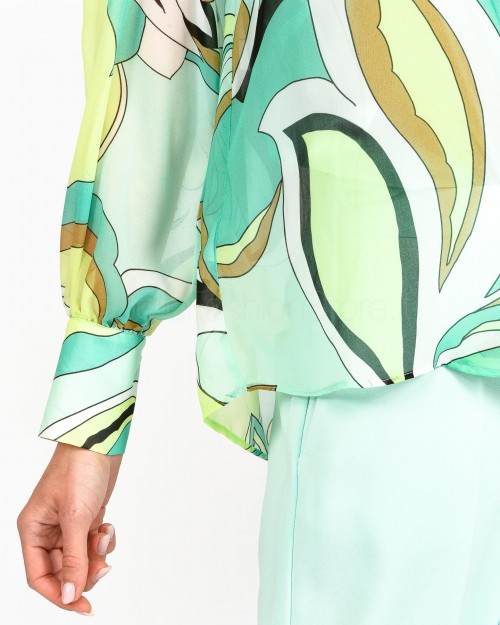 Pinko Blusa Stampa Bocciolo Multicolor Verde  100399 A0H9 SC3