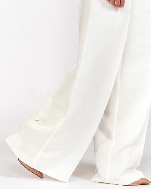 Pinko Pantalone Wide Leg in Lino Bianco  100641 A0IN Z07