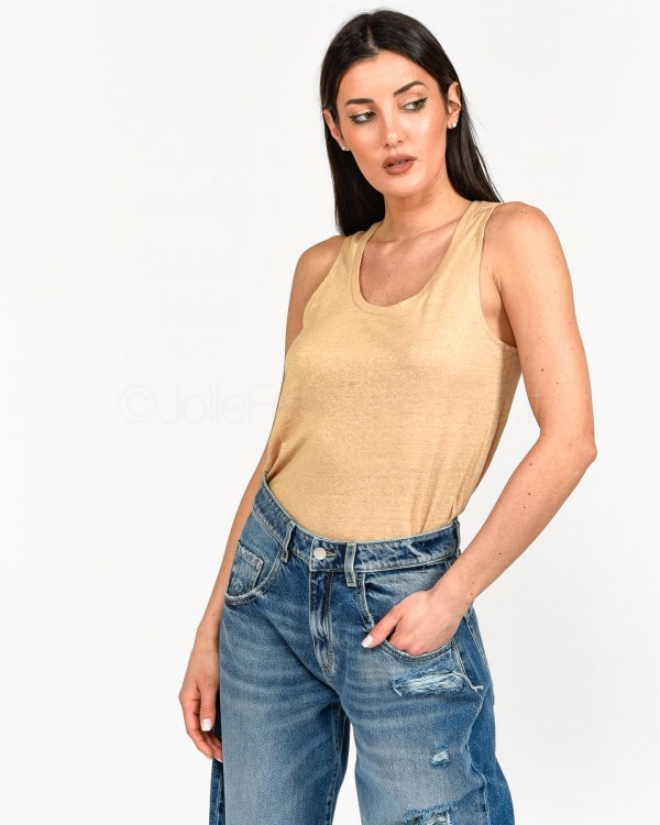 Not Shy Canotta in Lino Beige  4205001 STEPPE