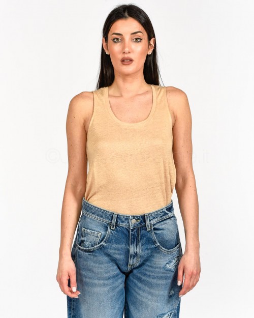 Not Shy Canotta in Lino Beige  4205001 STEPPE