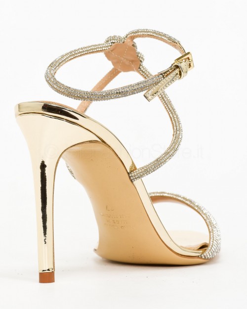 Ninalilou Sandalo con Tacco Nodo Strass Platino  331043 LOVE 905