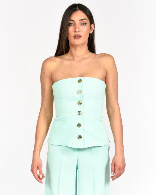 Pinko Top Senza Maniche con Bottoni Vetro Azzurro  100112 7624 E18