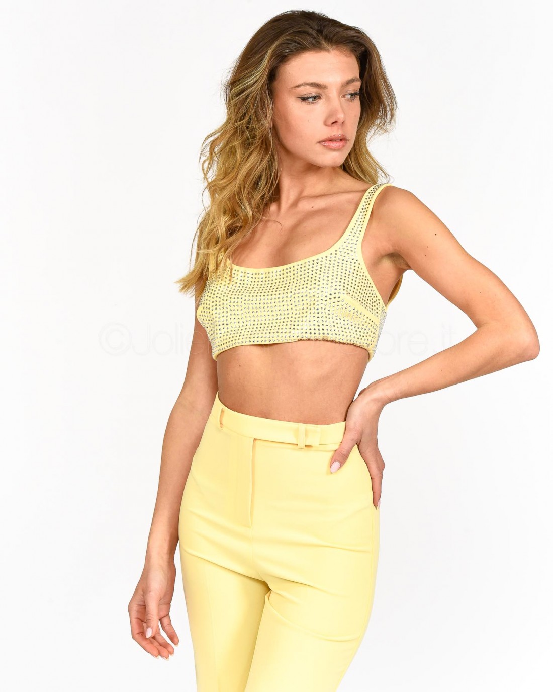 Patrizia Pepe Top con Strass Clarity Yellow  2C1488 A049 Y433
