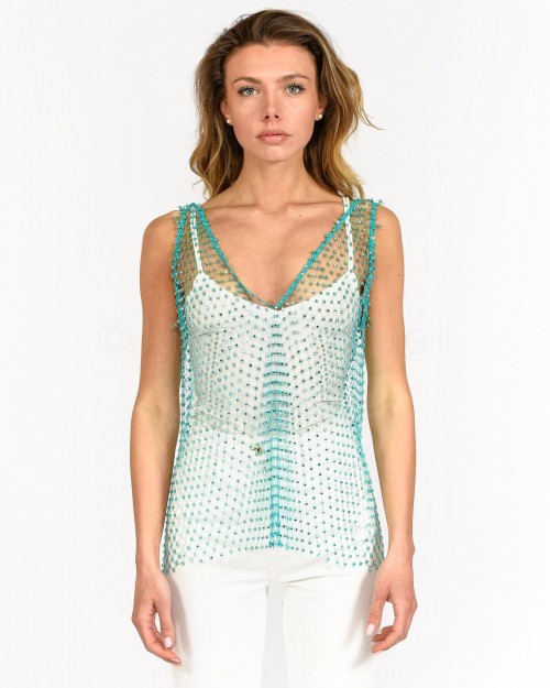 Patrizia Pepe Top Shiny Crystal Acqua  2M4292 A274 F4H1
