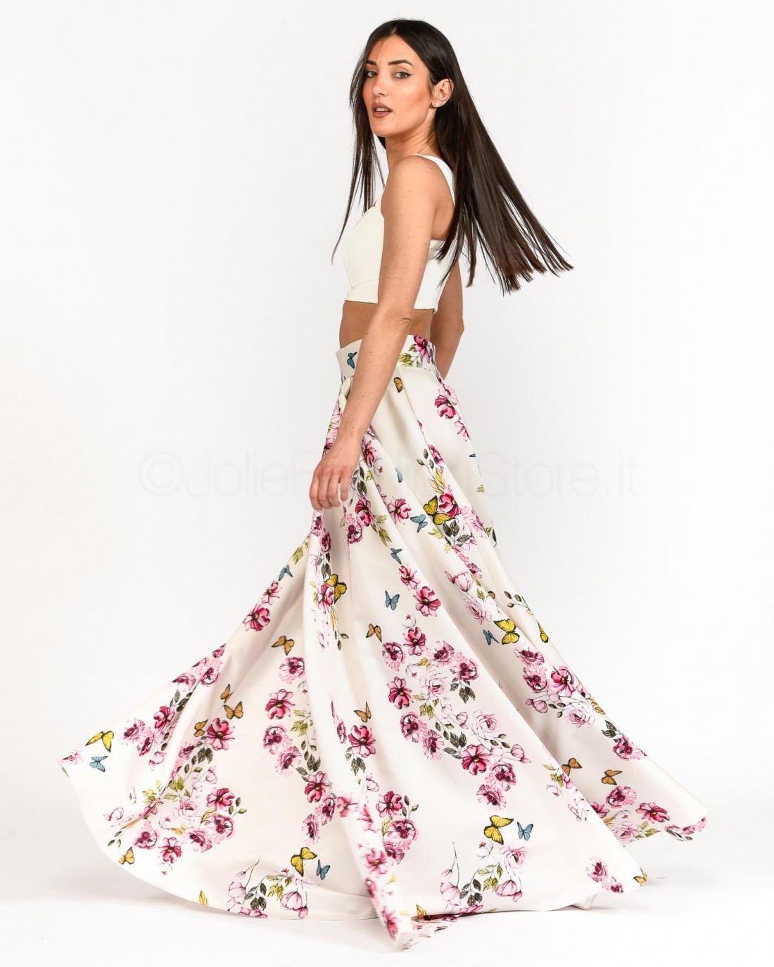 Alessandro Legora Gonna Lunga in Fantasia  PE23AT300 PEONY PINK BIANCO