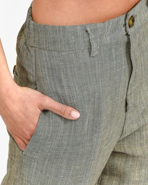 Solo Tre Pantalone in Misto Lino Grigio  M1E0130 EU 91S